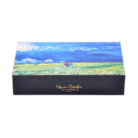 Boîte-cadeau en bois avec impression d'art personnalisée Van Gogh, boîte de rangement en bois à charnières avec charnières dorées