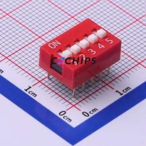 DS-05RP DIP Switch Through hole Component (THT) Switch Flat Toggle, Raised Type Single Pole Single Throw 5 PC Pin - Product Image 1