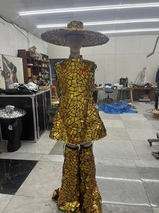 Costume de <span class=keywords><strong>robot</strong></span> LED de luxe pour <span class=keywords><strong>femme</strong></span> avec miroir et échasses lumineuses – Tenue de scène pour soirée, boîte de nuit, performance Drag Queen - Product Image 3