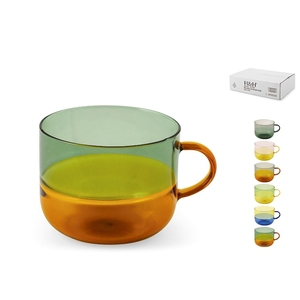 Mug en verre borosilicate double couleur 290 cc, couleurs assorties, lot de 6 - Product Image 1