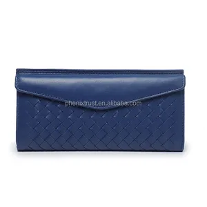 Factory Direct Woven Real Sheet Leather Long Purse Large Capacity Bifold Wallet Clutch Rfid Wallets For Men And Women