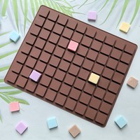 Ensemble de moules à glaçons carrés à 80 cavités - Outils de pâtisserie en silicone écologiques (ensembles de douilles de décoration) pour chocolat, caramel, praline