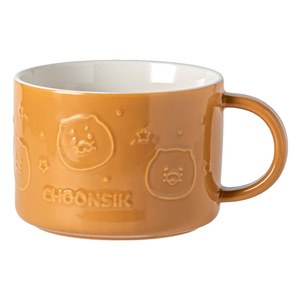 Mug en céramique créatif à motifs en relief, grande capacité, orange, pour usage domestique et petit-déjeuner, avec visages d'animaux de dessin animé et motifs étoiles - Product Image 5