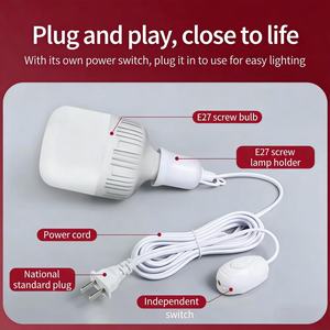 Nouveau câble d'extension universel E27 vers prise EU/US avec interrupteur marche/arrêt intégré blanc <span class=keywords><strong>pour</strong></span> éclairage LED, miroir, lustre, lampe - Product Image 3