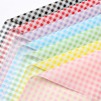 Kertas Pembungkus Bunga Gingham Tahan Air DLBZ, Kertas Kemasan Buket Matte Roll-up untuk Florist Grosir
