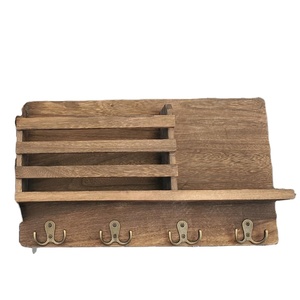 Porta Posta e Organizzatore per Ingresso con 4 Doppi Ganci Portachiavi, Montaggio a <span class=keywords><strong>Parete</strong></span> <span class=keywords><strong>in</strong></span> <span class=keywords><strong>Legno</strong></span> - Product Image 2
