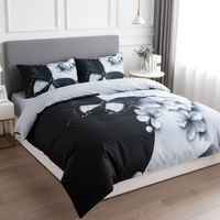 Parure de lit de luxe moderne en polyester motif papillon, taille King, noir et blanc, 3 pièces, livraison rapide UE depuis la Pologne
