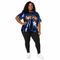 Chemises amples à sequins pour femmes grandes tailles, style football américain et baseball, pour les jours de match, avec broderie étoile de Houston