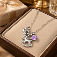 Collier pendentif en argent S925 avec pierre naturelle Cheval du Zodiaque pour femme, personnalisable OEM ODM, vente en gros d'usine, ensemble de bijoux fins, cadeau