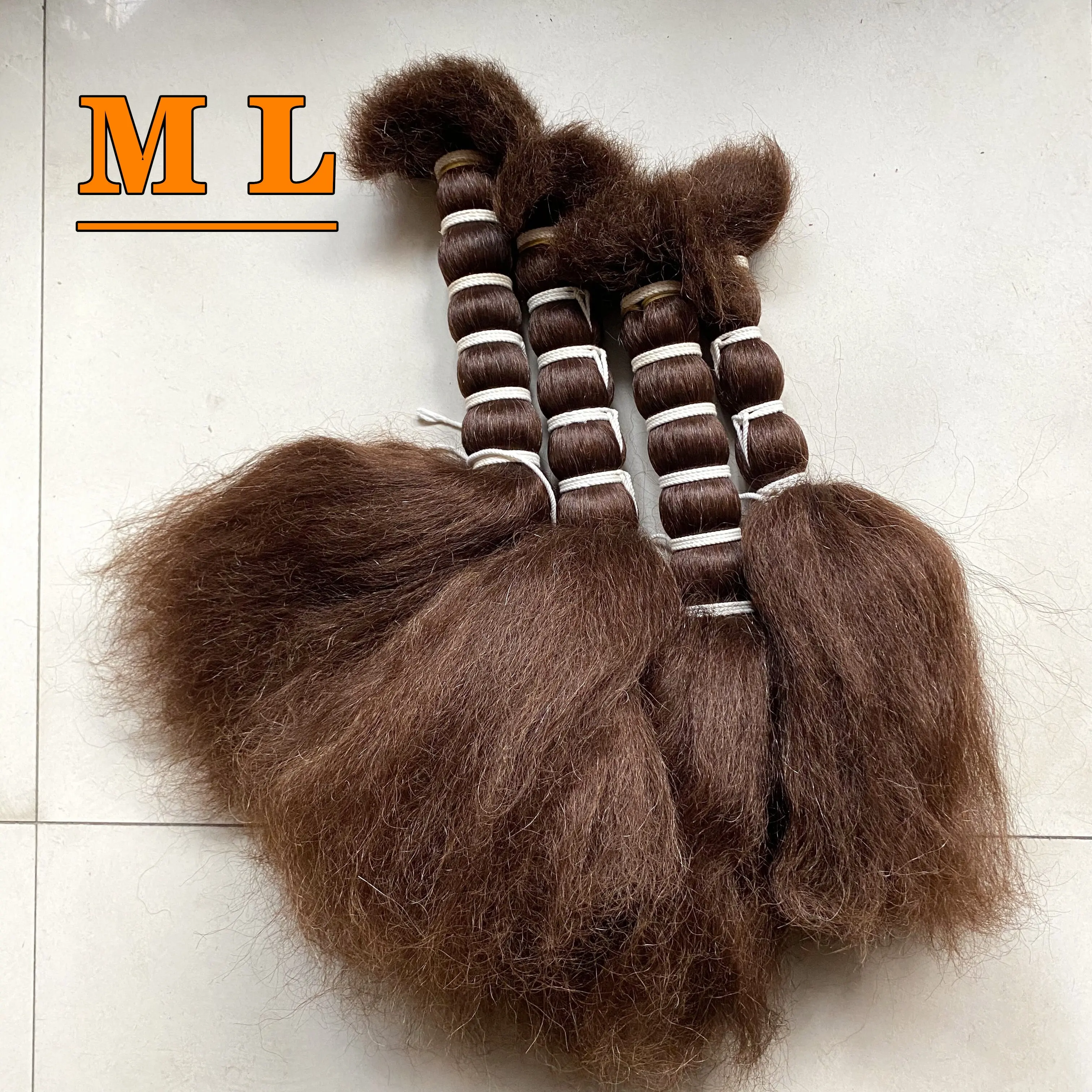 Yak hair extensions 100% yak tail hair virgin animal hair brown color 20''