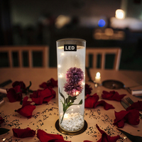 Lampe de nuit moderne en verre avec fleurs artificielles, LED cuivre 5V blanc chaud, piles AAA, pour chambre à coucher, fête des mères, Saint-Valentin, mariage