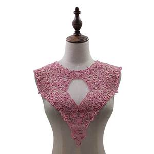 Col de corsage en soie de polyester de broderie de dentelle soluble dans l'eau Collier brodé détachable avec le type ouvert de patchs de dos de poitrine - Product Image 2
