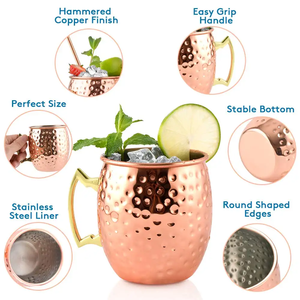 Vente <span class=keywords><strong>en</strong></span> gros de mugs Moscow Mule de luxe <span class=keywords><strong>en</strong></span> <span class=keywords><strong>cuivre</strong></span>, tasses à bière <span class=keywords><strong>en</strong></span> acier inoxydable massif, verres à <span class=keywords><strong>cocktail</strong></span> pour bars et fêtes - Product Image 6