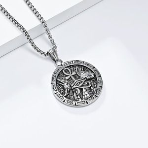 Collar de acero de titanio con colgante de Anubis egipcio vintage para hombre, joyería cultural, diseño de medalla, uso diario - Product Image 4