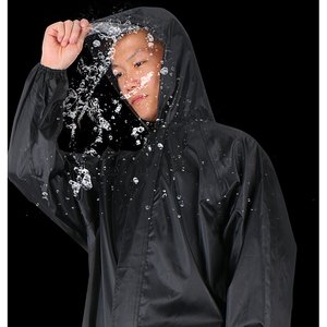 Aeofa-chubasquero impermeable de talla única para <span class=keywords><strong>hombre</strong></span>, abrigo largo con capucha, impermeable, color negro, con protección reflectante en la espalda, 100% - Product Image 5