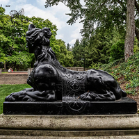 Statue de jardin de style égyptien antique extérieur personnalisé BLVE Sculpture de sphinx égyptien grandeur nature en marbre noir