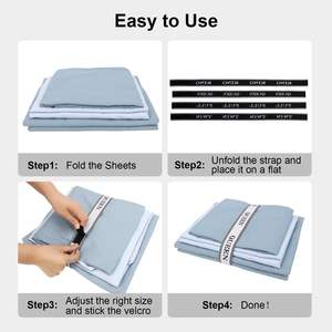<b>Bed</b> <b>Sheet</b> Organizer Bands with Velcro Adjustable <b>Sheet</b> Organizers and Storage Label Bands <b>for</b> Linen Closet-Elastic Bedding <b>Sheet</b> - Product Image 3