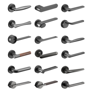 Modern Design Professional Zinc Alloy Black Gray Lever Tipo Door Lock and Handle Set para Bedroom Home Hotel - Product Image 4