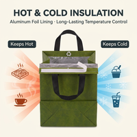Sac isotherme personnalisé en non-tissé écologique avec logo, doublure en feuille d'aluminium pour la livraison de nourriture en supermarché, sac thermique pour plats à emporter