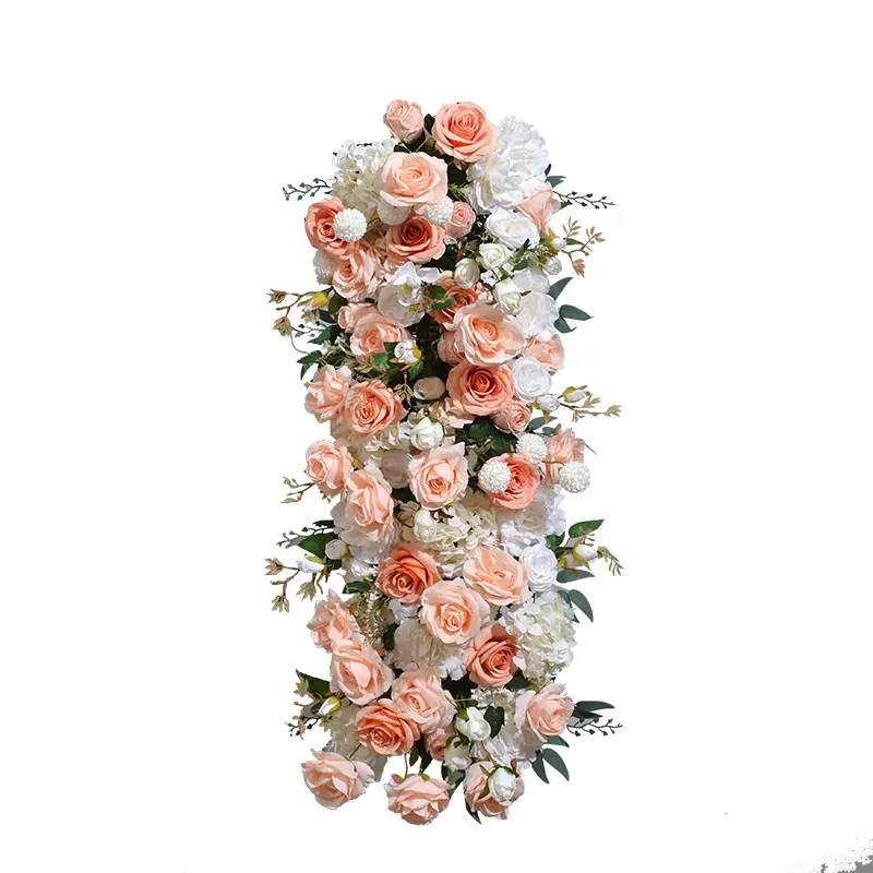 MF-L782 قطعة مركزية من الزهور الحريرية المخصصة بطول 60 سم كرة زهور صناعية باللون البرتقالي والوردي