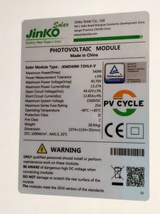 แผงโซลาร์เซลล์ Jinko Solar รุ่น <span class=keywords><strong>JKM540M</strong></span>-72HL4 กำลังไฟ 540w 545w 550w โมดูล PV สำหรับระบบพลังงานแสงอาทิตย์ - Product Image 4