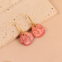 Boucles d'oreilles pendantes en jaspe impérial multicolore de style bohème, plaquées or, avec pierres naturelles, pour femmes