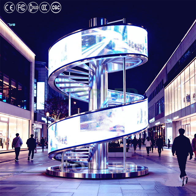 Indoor Outdoor Curved LED Panel Display P1.8 P2 P2.5 P3 P4 Flexible LED Soft Module 320x160mm Full SMD Color Cylinder LED Screen