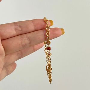 Dylam Trending Design 18K Gold Plated 925 Silver Link Chain High Quality South <b>Red</b> Agate Pendant <b>Bracelets</b> - Product Image 3