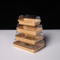 Boîte à sushi jetable en papier kraft avec couvercle transparent en PET haute qualité pour la livraison et la restauration, best-seller OEM