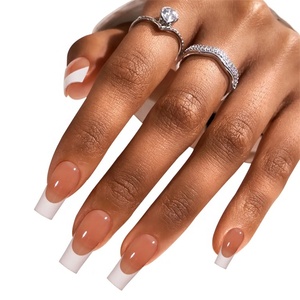 Aillsa OEM - Puntas de <span class=keywords><strong>Uñas</strong></span> Acrílicas Mate en Forma de Ataúd, Serie Nude Claro, Color Blanco Clásico con Línea de <span class=keywords><strong>Sonrisa</strong></span> - Product Image 1