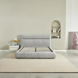 Base de Cama Queen Size con Almacenamiento Hidráulico, Tapizada en Tela Color Verde Azulado Claro, con Amplio Compartimento de Almacenamiento Debajo de la Cama - Product Image 3