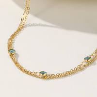Bracelet Femme en Acier Inoxydable Zircon Bleu Style Influenceur Européen-Américain, Polyvalent, Inaltérable, Cadeau Minimaliste de Niche