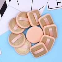 Aplicador de Maquillaje, Borla de Polvo de Látex y Cuero Prensado, Formas Redondas y Ovaladas, Borla de Polvo Fijador No Lavable
