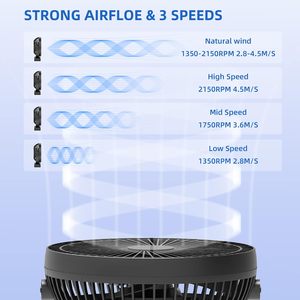 Ventilateur puissant rechargeable par USB 10000 mAh à longue autonomie pour les aventures en plein air, la pêche et le camping - Product Image 3