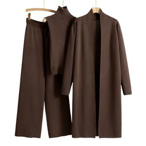 Completo Personalizzato in <span class=keywords><strong>Maglia</strong></span> di Cachemire <span class=keywords><strong>e</strong></span> Lana da Donna, <span class=keywords><strong>Set</strong></span> Tre Pezzi con <span class=keywords><strong>Cardigan</strong></span> Lungo, Gilet <span class=keywords><strong>e</strong></span> Pantaloni - Product Image 2