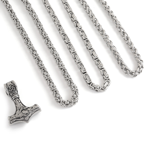 Joyería Norse Heritage al por Mayor, Collar <span class=keywords><strong>de</strong></span> Cadena <span class=keywords><strong>de</strong></span> Rey para Hombre <span class=keywords><strong>de</strong></span> Acero Inoxidable, Colgante <span class=keywords><strong>de</strong></span> Martillo <span class=keywords><strong>de</strong></span> <span class=keywords><strong>Thor</strong></span>, Collar Vikingo - Product Image 2