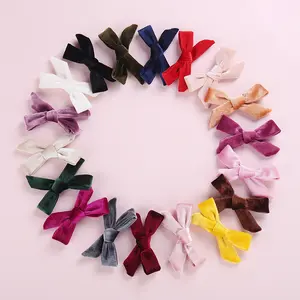 hair accessories Solid color velvet hair clips bow hairpins hair bow clips for girls children bandeau pour beb fill