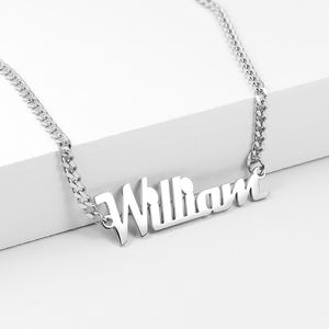 Collar <span class=keywords><strong>de</strong></span> <span class=keywords><strong>Cadena</strong></span> Cubana Minimalista <span class=keywords><strong>de</strong></span> Plata <span class=keywords><strong>de</strong></span> 3 mm, <span class=keywords><strong>Nombre</strong></span> Personalizado, Letra Personalizada, Acero Inoxidable, <span class=keywords><strong>Oro</strong></span>, Regalo <span class=keywords><strong>de</strong></span> Cumpleaños para Hombres y Mujeres - Product Image 1