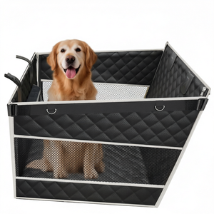 Extenseur de siège arrière monobloc à fond rigide pour chats et chiens avec 2 fenêtres en maille, siège auto pour animaux de compagnie en tissu Oxford imperméable avec poche de rangement - Product Image 1