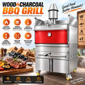 Parrilla de Carbón Estilo <span class=keywords><strong>Argentino</strong></span> Comercial Personalizada, Horno de Barbacoa de Madera para Exteriores de Doble Altura Ajustable y Alta Resistencia - Product Image 1