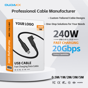 Câbles de données USB 3.2 Gen2 durables, tressés en nylon, 20 Gbps, 240 W, charge rapide flexible, sortie vidéo 4K, cordon Type C avec E-Marker et logo - Product Image 1