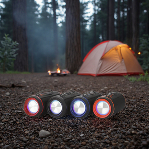 Haut-parleur sans fil portable TWS pour caisson <span class=keywords><strong>de</strong></span> basses extérieur avec éclairage LED RVB pour activités <span class=keywords><strong>de</strong></span> plein air Forme cylindrique - Product Image 5