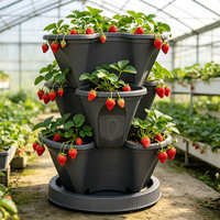Pot de culture vertical auto-arrosant en plastique pour fraises, avec trou de drainage, pour jardin extérieur et ferme (éco-responsable)