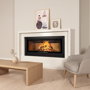 Stufa a Legna in Acciaio Resistente <span class=keywords><strong>con</strong></span> Porta Ignifuga Sollevabile, Caminetto Moderno per Arredamento Soggiorno - Product Image 6