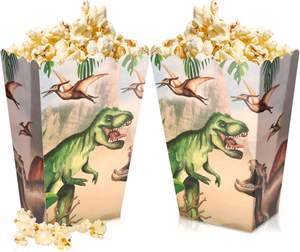 6 Pcs Dinosaure Popcorn Boîtes Traiter Sacs Jungle Bonbons Goodie Sacs pour Wild One Rex Trois Dino Fête D'anniversaire Faveurs - Product Image 1