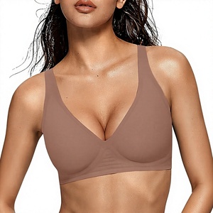 Nahtloser Drahtloser BH für Damen V-Ausschnitt Nicht Konvertierbare Träger Einfarbig Hautfarben Bequeme Alltags-Unterwäsche - Product Image 4