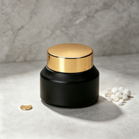 Pot à crème noir mat en gros avec bouchon à vis doré, conteneur cosmétique vide, emballage personnalisé pour produits de soin, idéal pour le beurre corporel