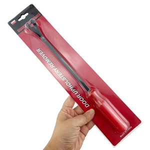 Outil de démontage de clips de sellerie automobile 8 pouces, levier de déclenchement rapide pour panneaux de porte de voiture, poignée antidérapante rouge, outil manuel de retrait de rivets en plastique - Product Image 1