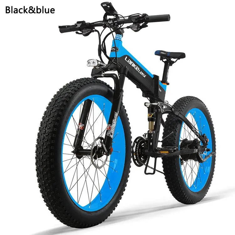 Duty Gratis Lankeleisi Opvouwbare Elektrische City Road Fiets 48V 1000W 13Ah 14.5Ah Ebike 26 "Fat Tire 27 speed Vouwfiets T750PLUS