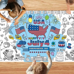 Offres Spéciales 4 juillet : Affiche <span class=keywords><strong>à</strong></span> colorier personnalisée, Nappe et Bannière pour <span class=keywords><strong>la</strong></span> Fête de l'Indépendance Américaine, Jeux de fête et Décoration murale de classe - Product Image 1